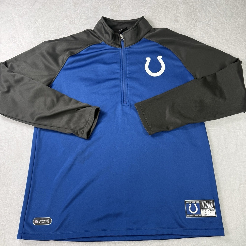 NFL Indianapolis Colts 1/4 Zip Jacket Combine Training Large Black/Blue